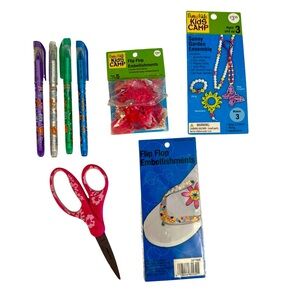 Fun kids art craft set flip-flop embellishments jewelry making scissors & more